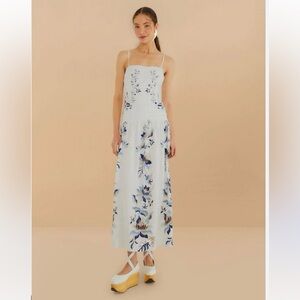 NWT originally $310 Farm Rio Mystic Blue Lotus Dreamscape Sleeveless Dress S